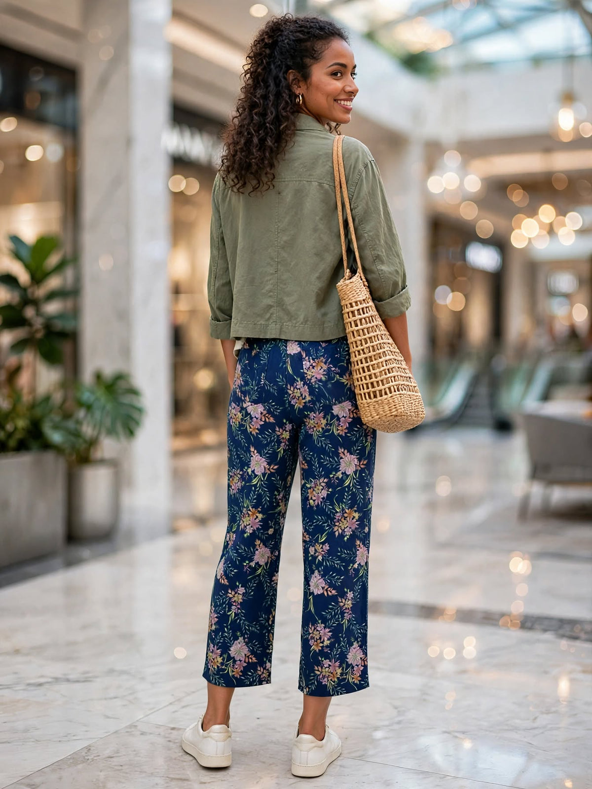 Woolworths Edition Navy Floral Wide-Leg Pants - Size 14