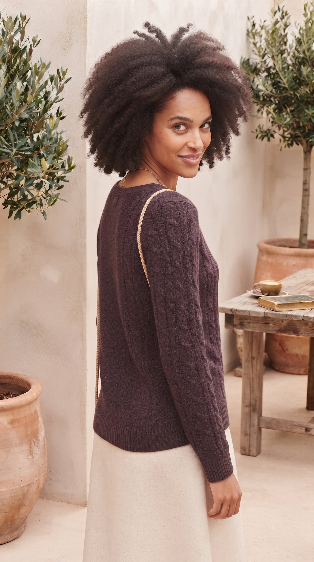 Edgars Real Clothing Women's Plum Cable-Knit Crewneck Jersey – Size XS