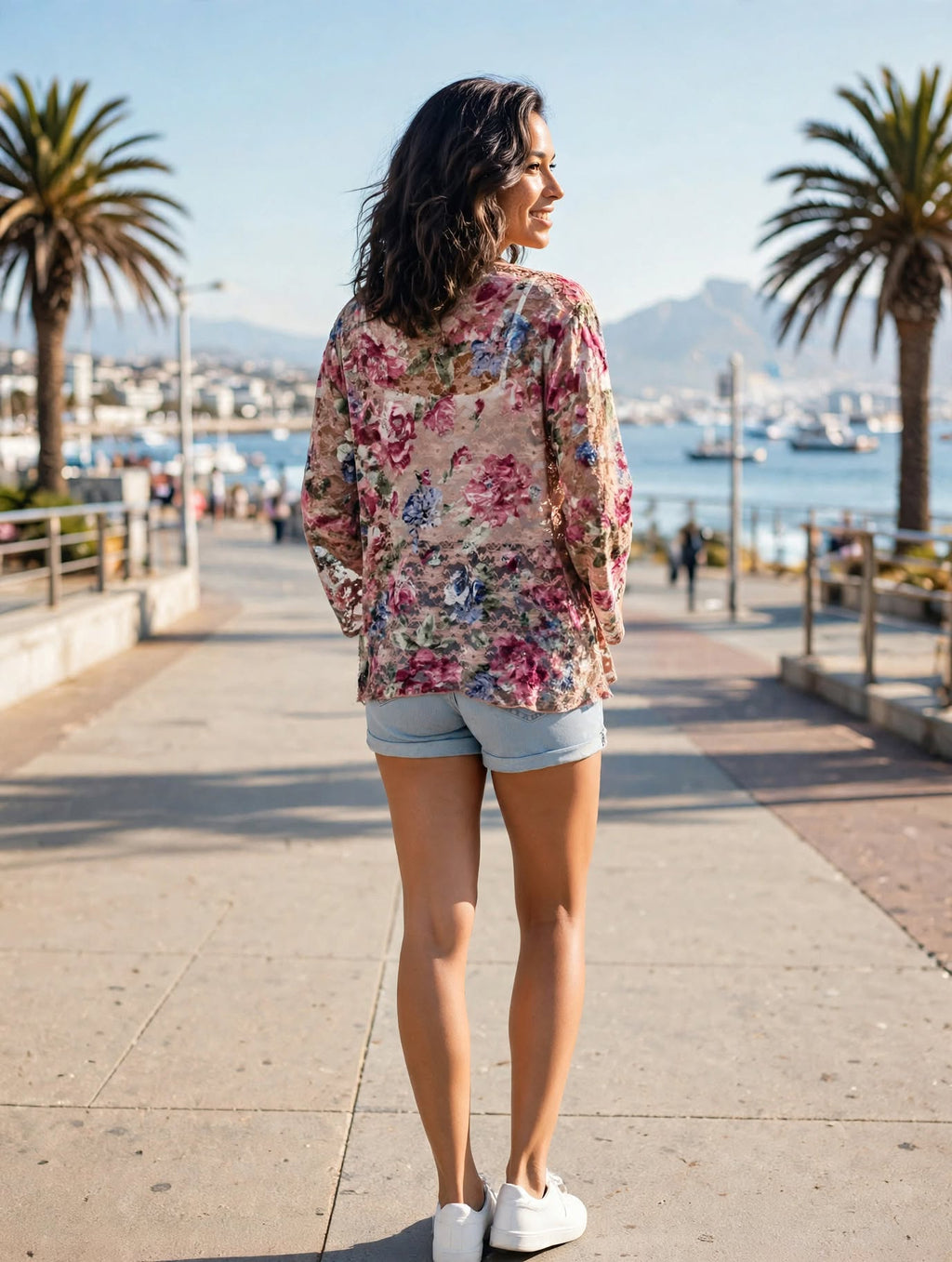 Floral Lace Open-Front Kimono - Size Small