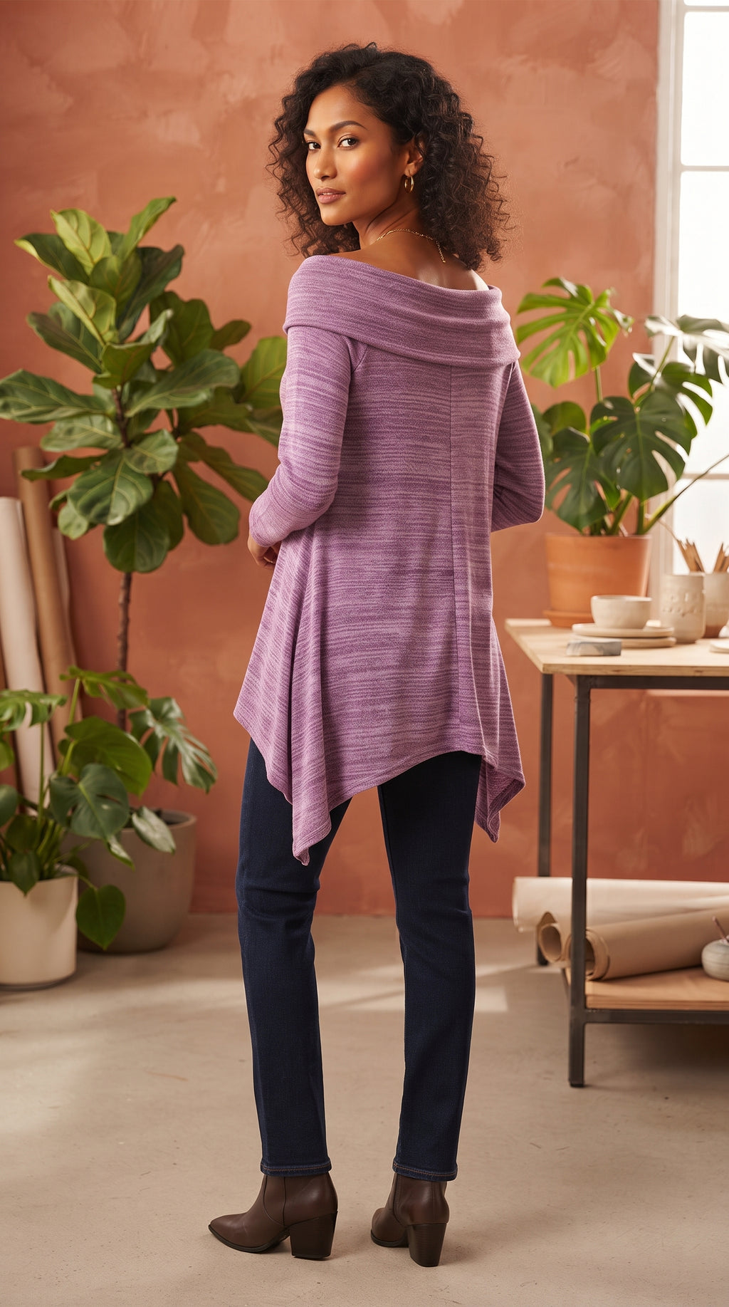 Purple Off-the-Shoulder Textured Blouse – Size Medium