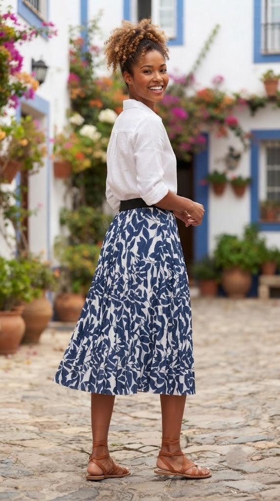 Timeless Floral Print Pleated Midi Skirt - Size 36