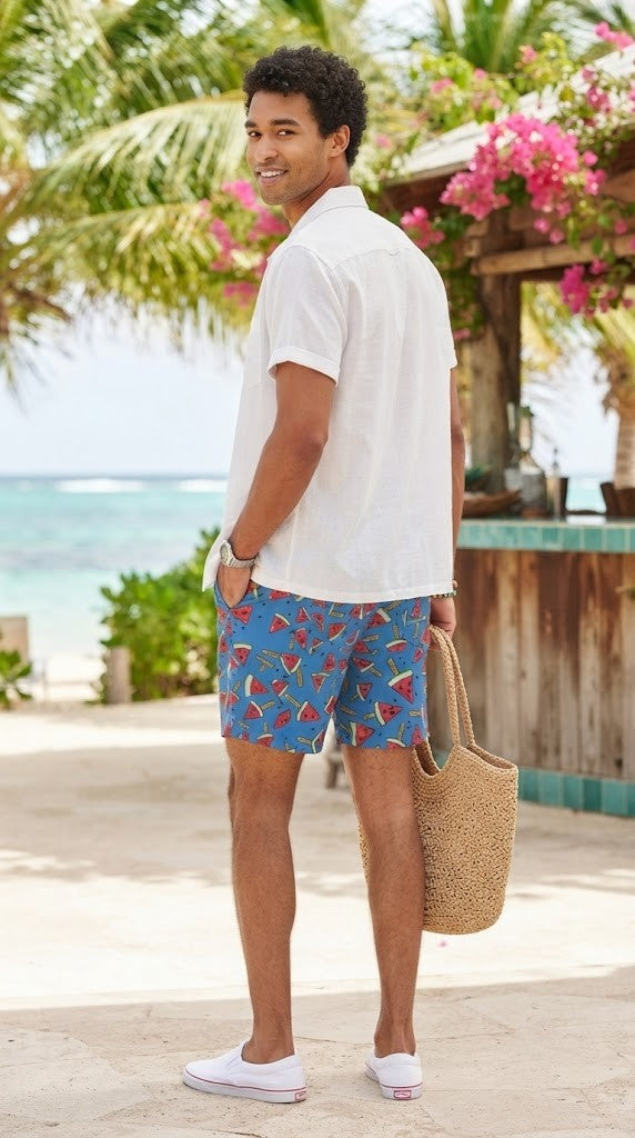 Markham Men’s Watermelon Print Swim Shorts – Size Medium