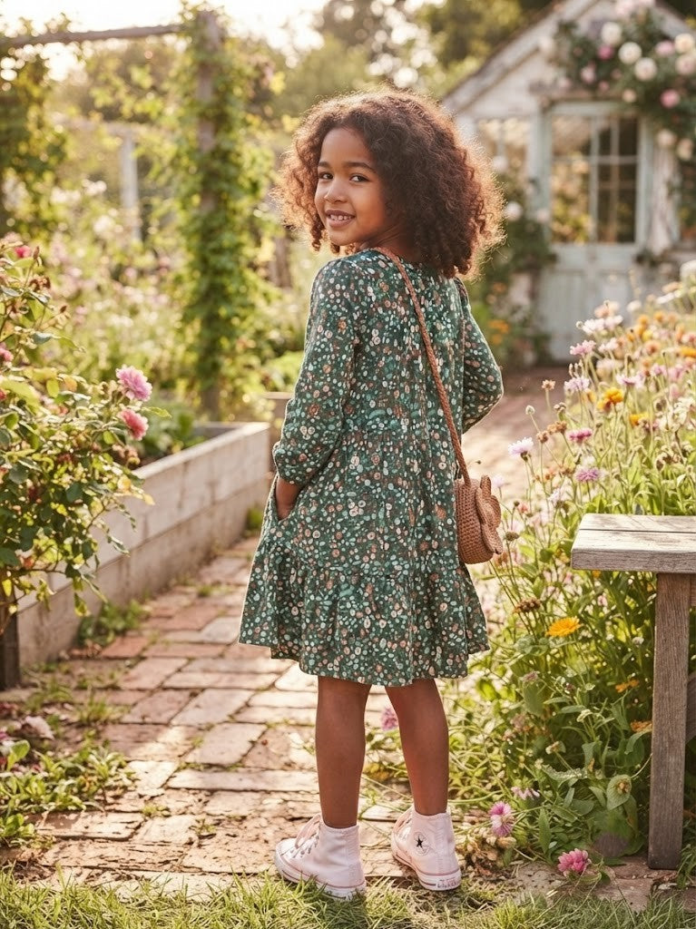 Pre-Loved Woolworths Floral Tiered Cotton Dress – Girls Size 8-9 Years
