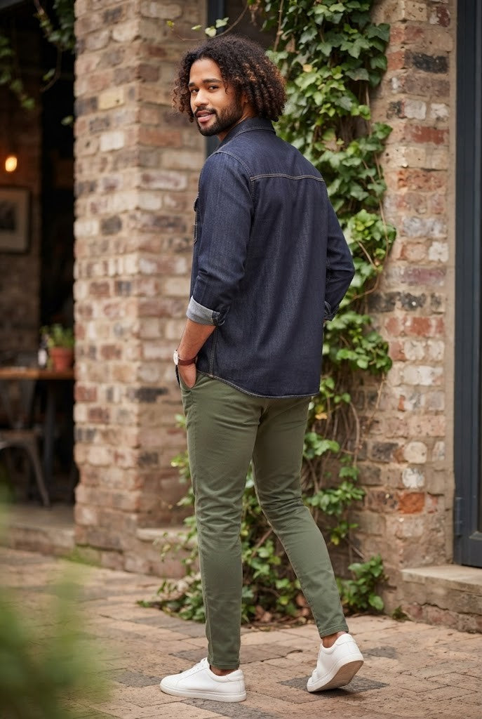 Old Khaki Slim Fit Denim Shirt - Size 2XL - Excellent Condition