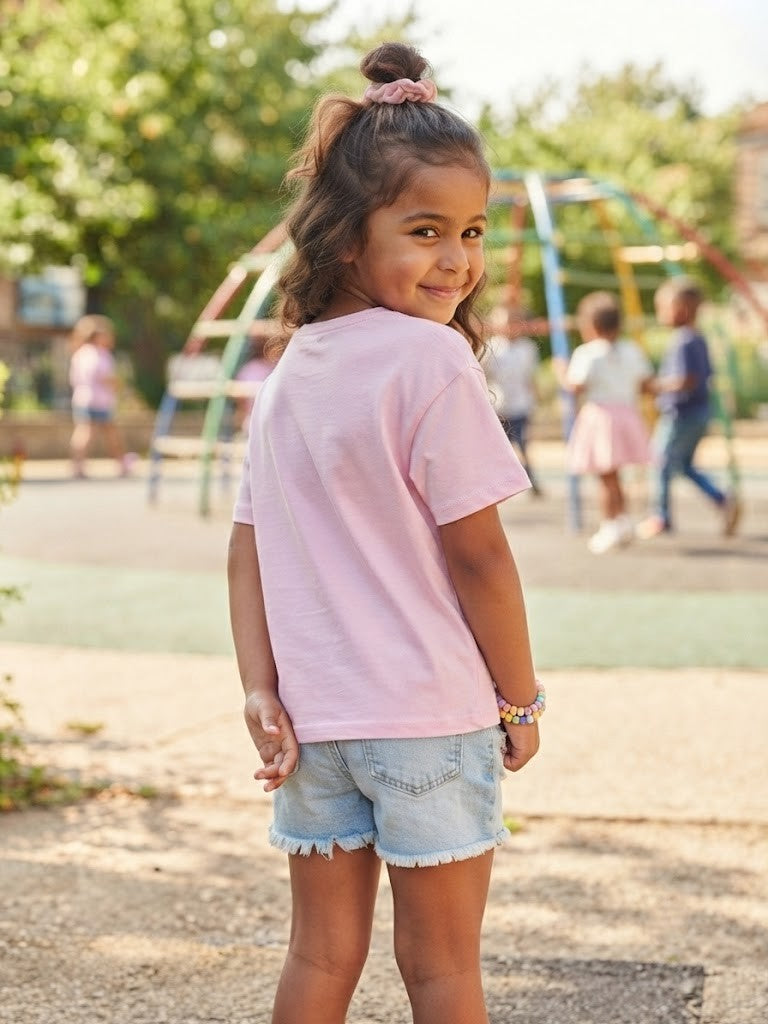 Disney Lilo & Stitch "Heart Eyes" Graphic Tee – Girls Size 6-7 Years (100% Cotton)