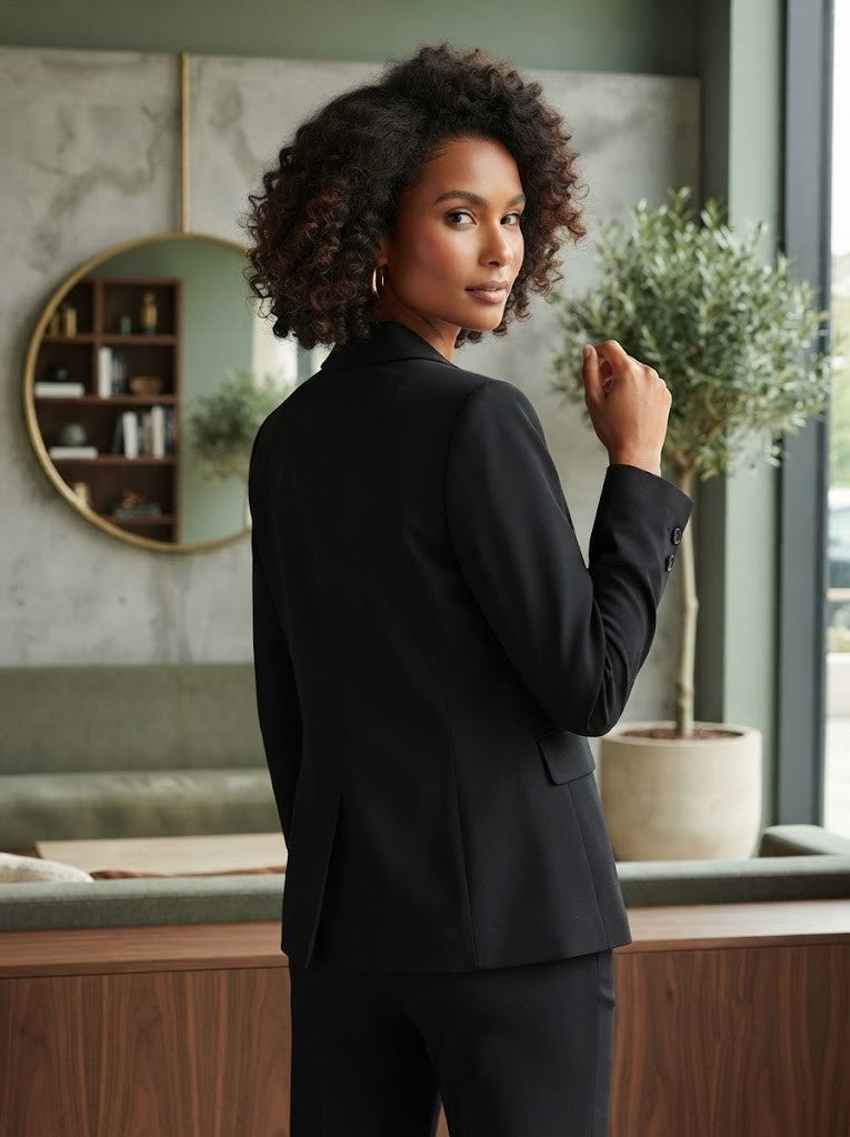 Elegant Structured Double-Breasted Blazer – Black, Size M