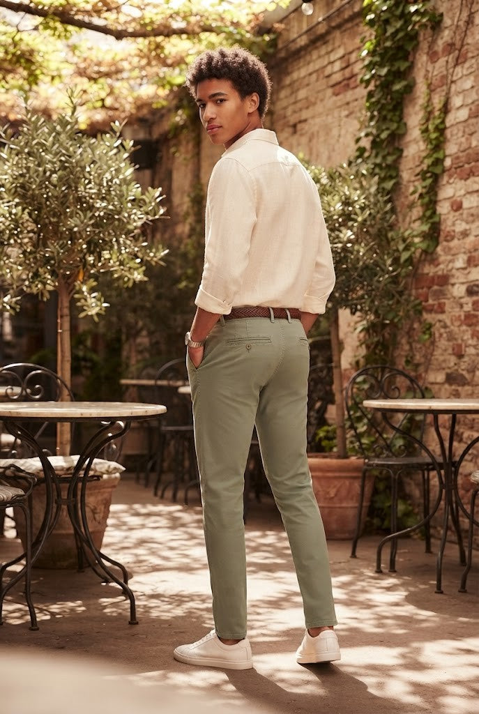 Exact Skinny Chino Pants – Size 38 – Sage Green Cotton Blend