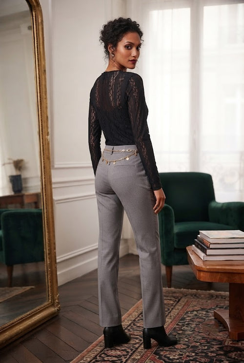 David Jones Classic Collection Black Lace Long-Sleeve Blouse – Size XL
