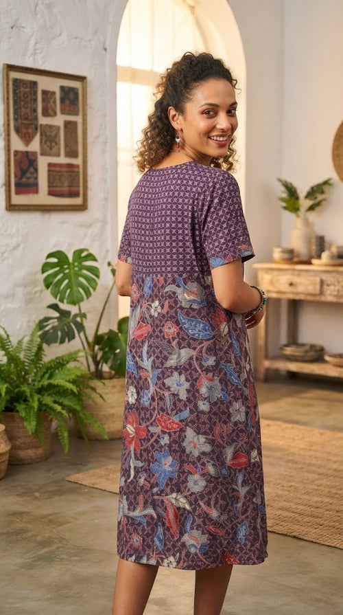 Pre-Loved Batik Keris Dress – 100% Viscose, Size Large