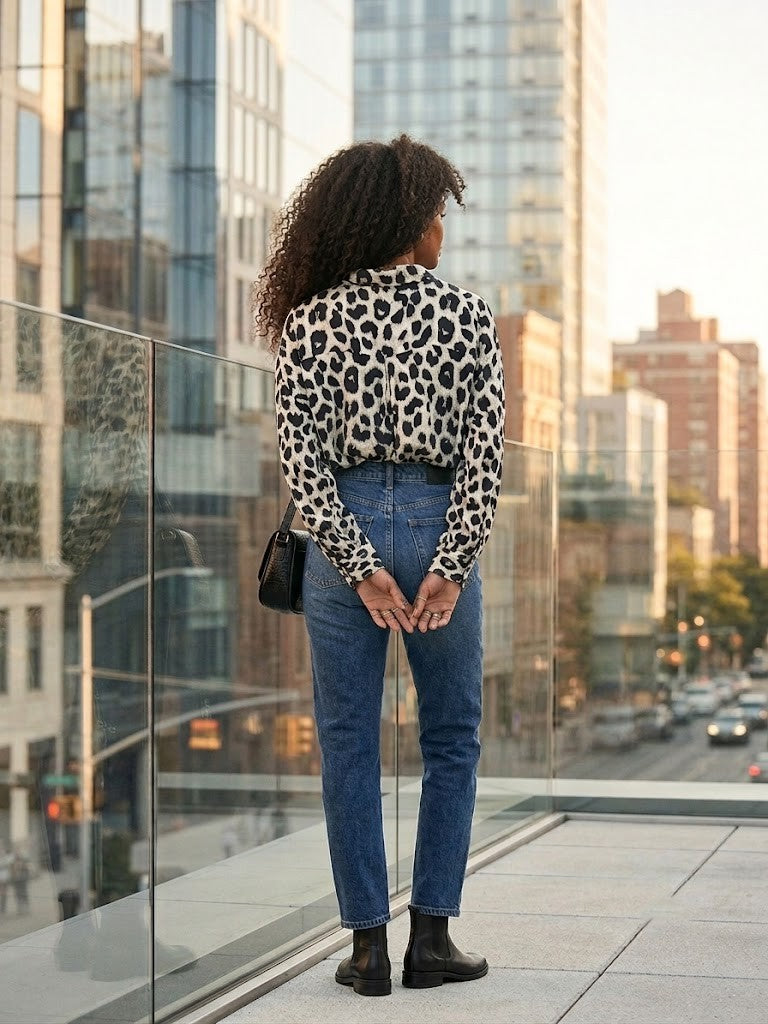 New Fashion Leopard Print Button-Up Blouse - Women’s Size 3XL