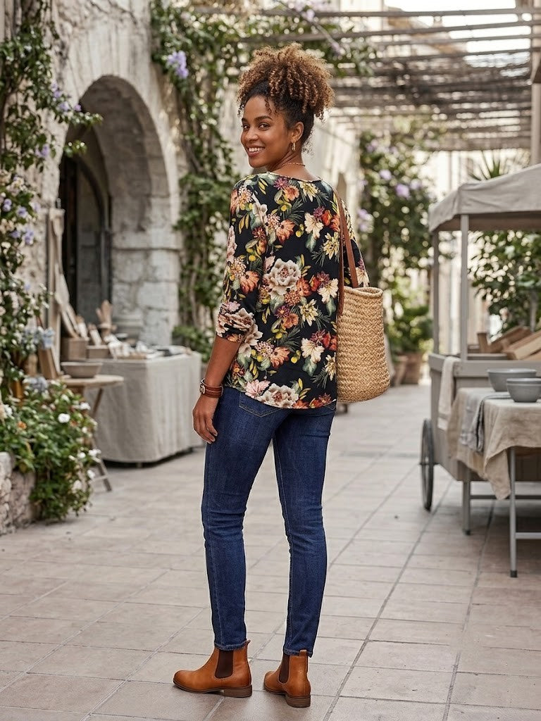 Tango Floral Print Viscose Blouse - Size 34 - Excellent Condition