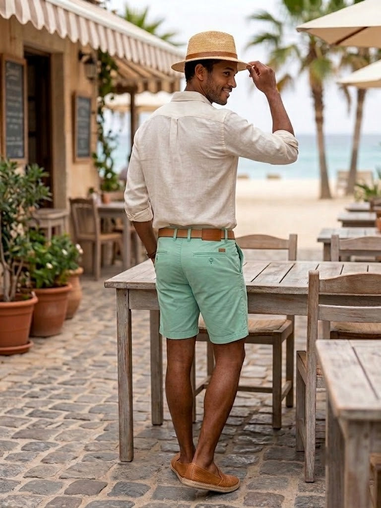 Woolworths Classic Collection Men's Cotton Chino Shorts – Mint Green, Size 42