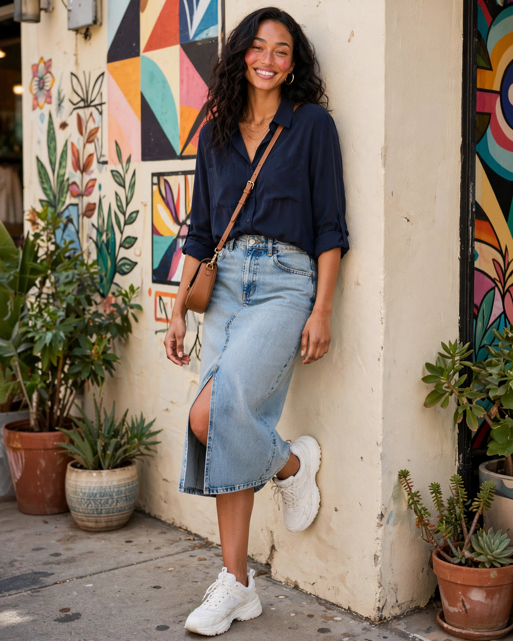 Navy Luxe Button-Down Blouse - Size 2XL
