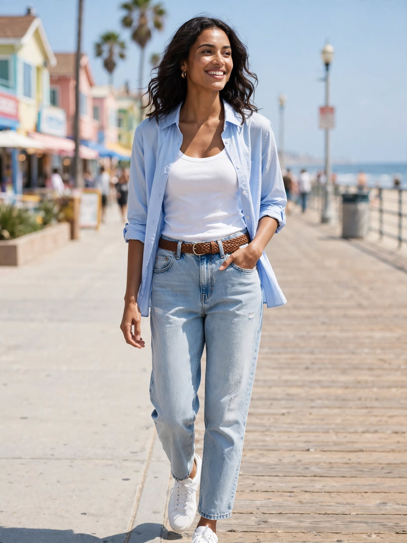 The Sky Blue Classic - Slim Fit Button-Up Blouse - Size Small