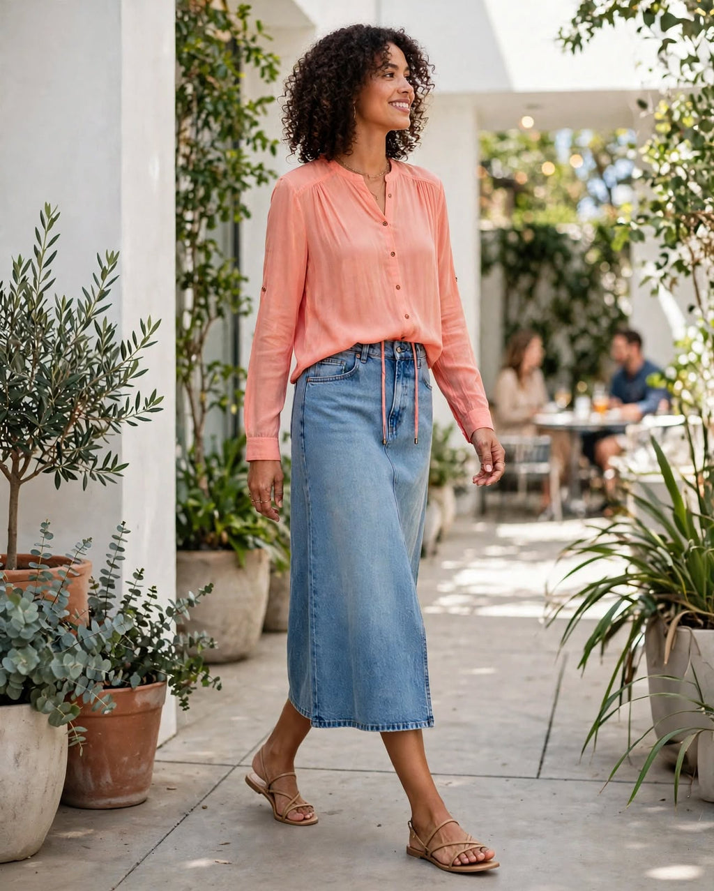Forever New Coral Peach Blouse - Size EUR 38 / AUS 10 / USA Small