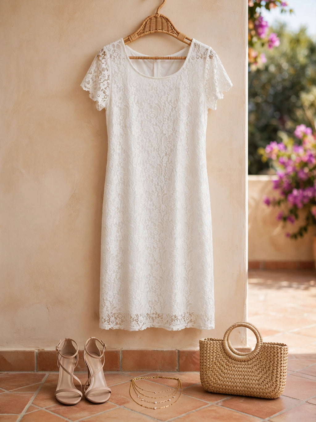 Milady's Rene Taylor Summer Wedding Guest & Occasion White Lace Dress - Size 42