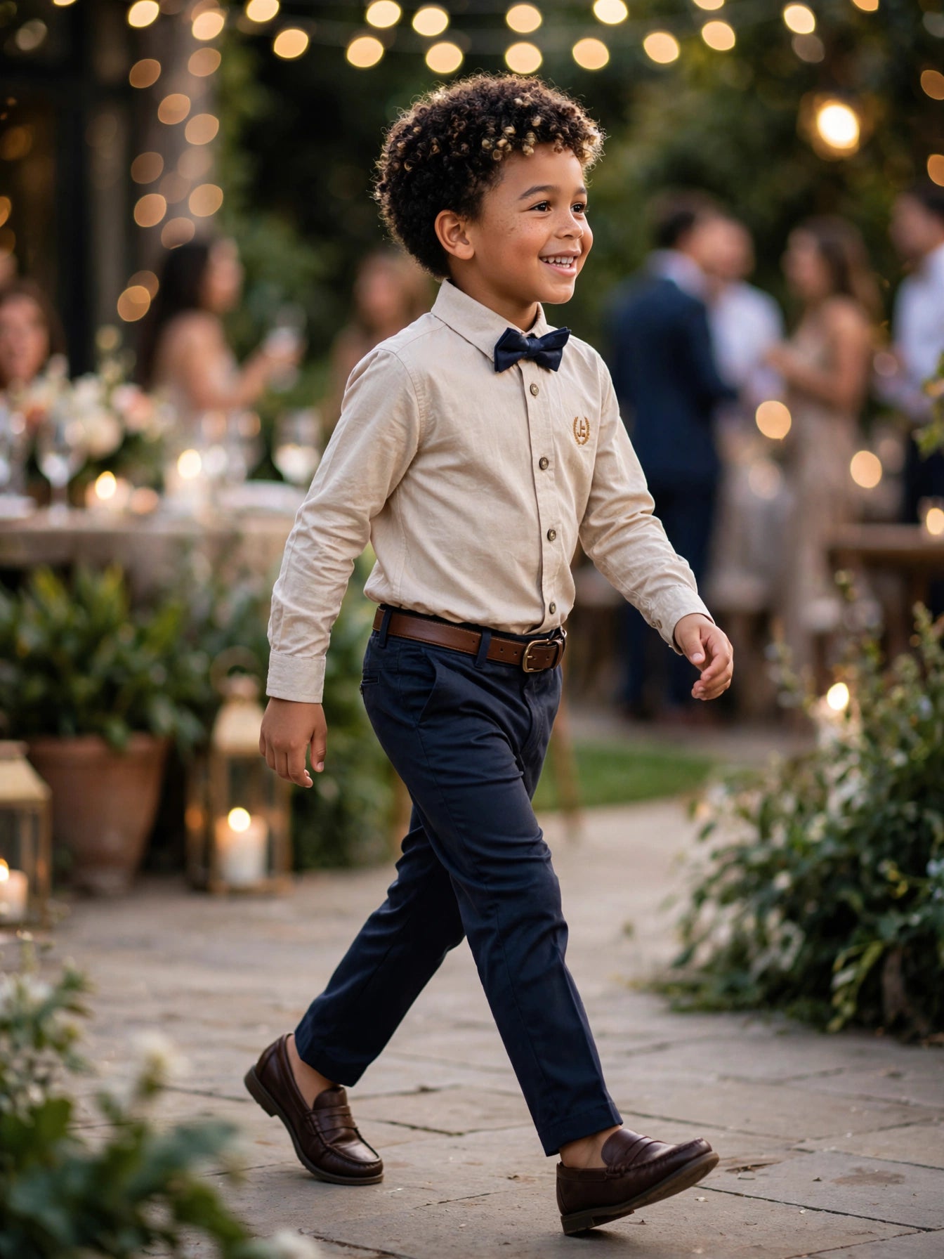 Boys Beige 100% Cotton Long Sleeve Button-Up Shirt | Size 5-6 Years