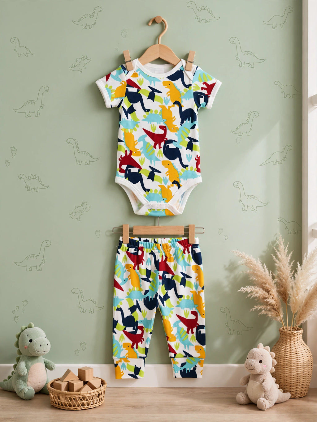 Jet Star Dinosaur Babygrow & Pants Set 100% Cotton | 3 to 6 Months