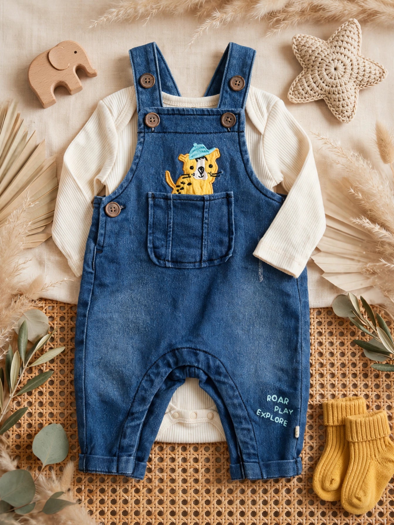 Woolies Babes Baby Denim Dungaree Overalls 0-3 Months