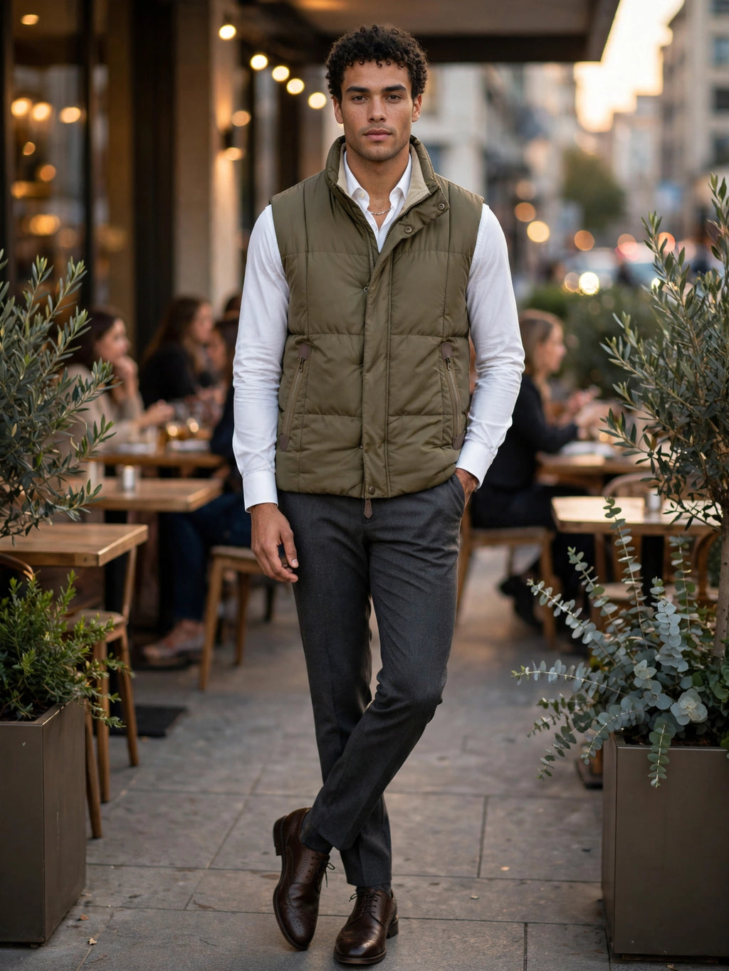 NKD Reward Classic Aviator Gilet Olive Green Puffer Vest - Size 2XL