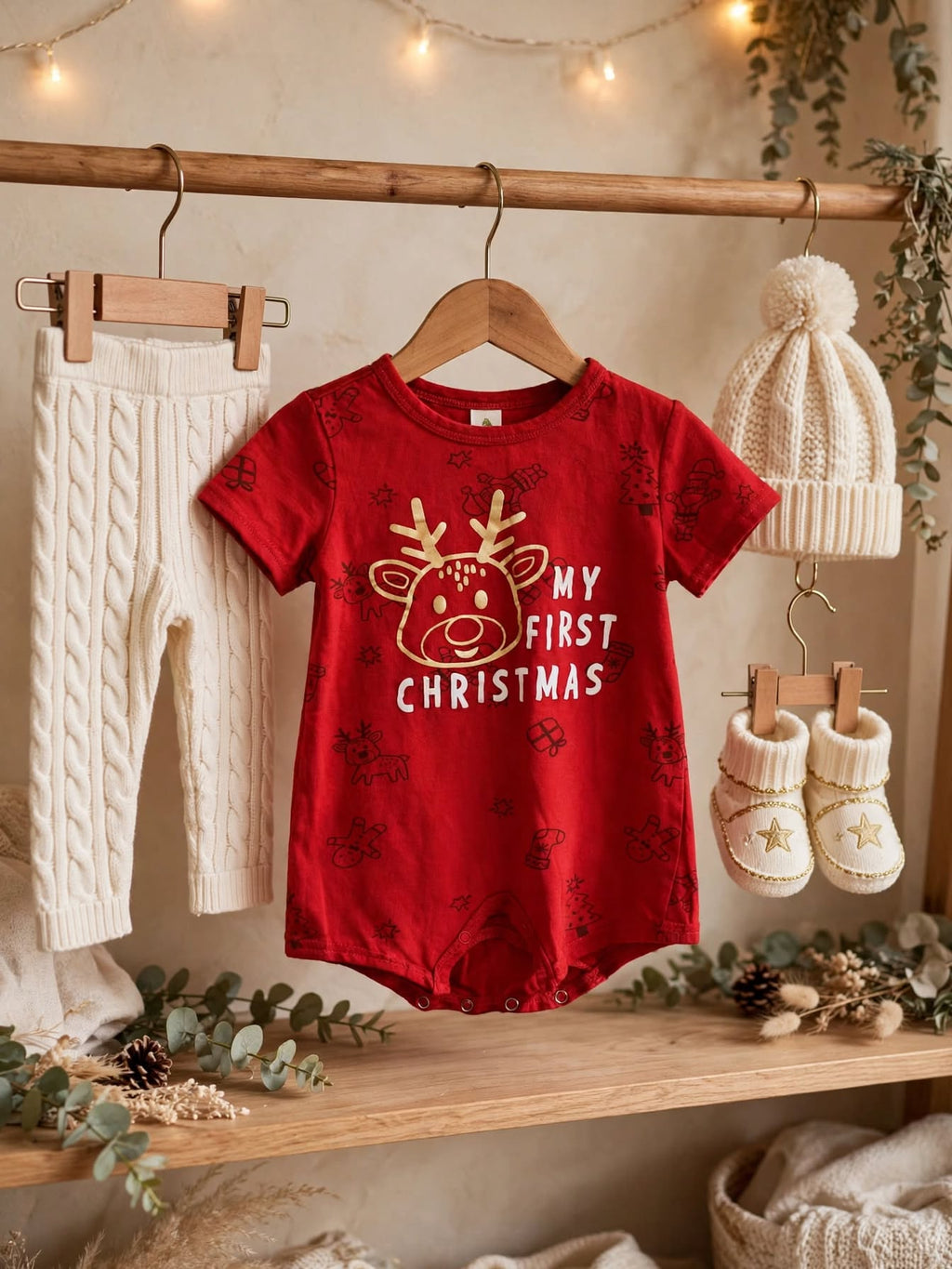 Ackermans Baby My First Christmas Red Babygrow - Size 6 to 12 Months