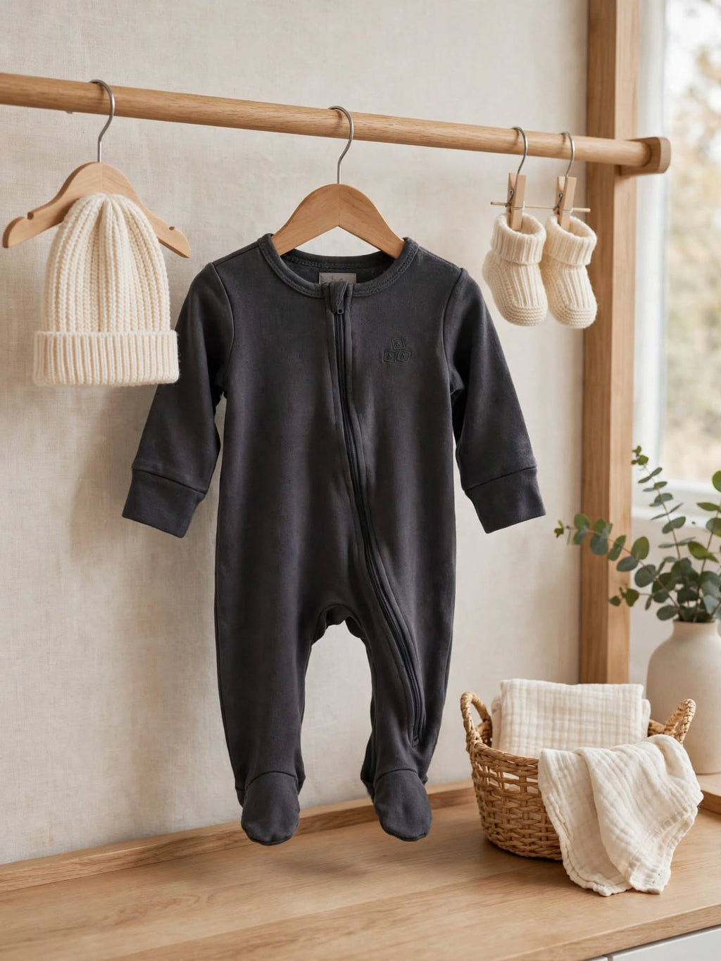 Ackermans Baby Charcoal Zip Babygrow - Size 6 to 12 Months