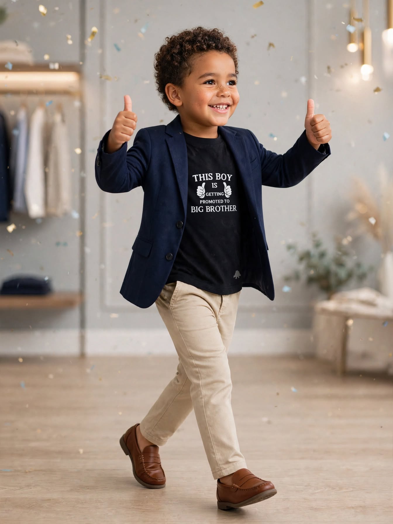 Black "Promoted to Big Brother" T-Shirt - Size 4 to 5 Years