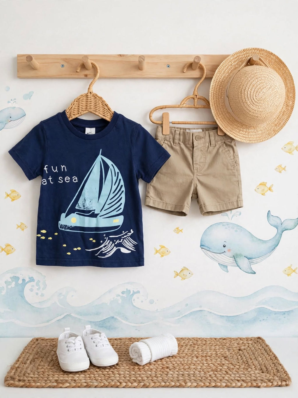 Jet Lilstar Baby Navy Blue "Fun At Sea" Sailboat T-Shirt - Size 6 to 12 Months