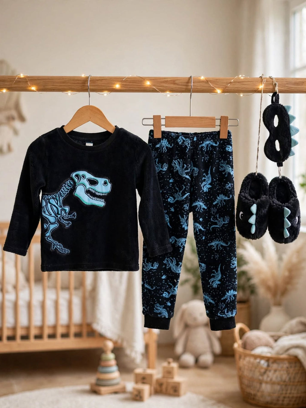Ackermans Waga Dude Black & Blue Dino Skeleton Pajama Set - Size 4 to 5 Years