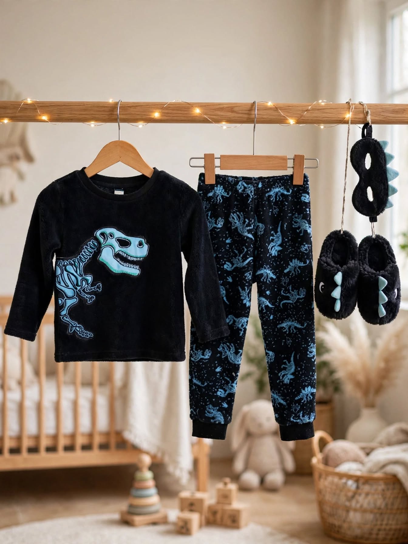 Ackermans Waga Dude Black & Blue Dino Skeleton Pajama Set - Size 4 to 5 Years