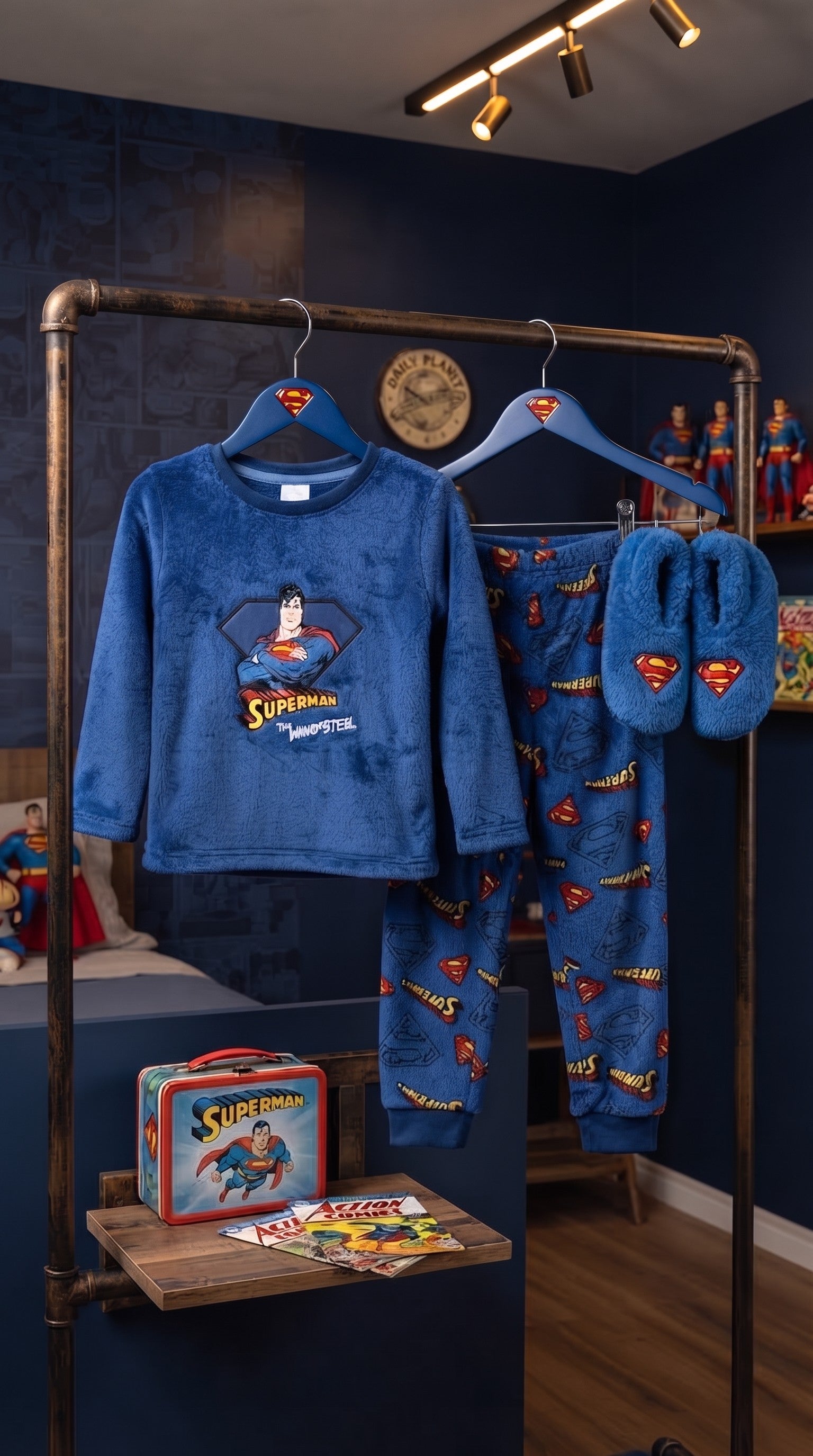 Superman Royal Blue Fleece Pajama Set - Size 4 to 5 Years