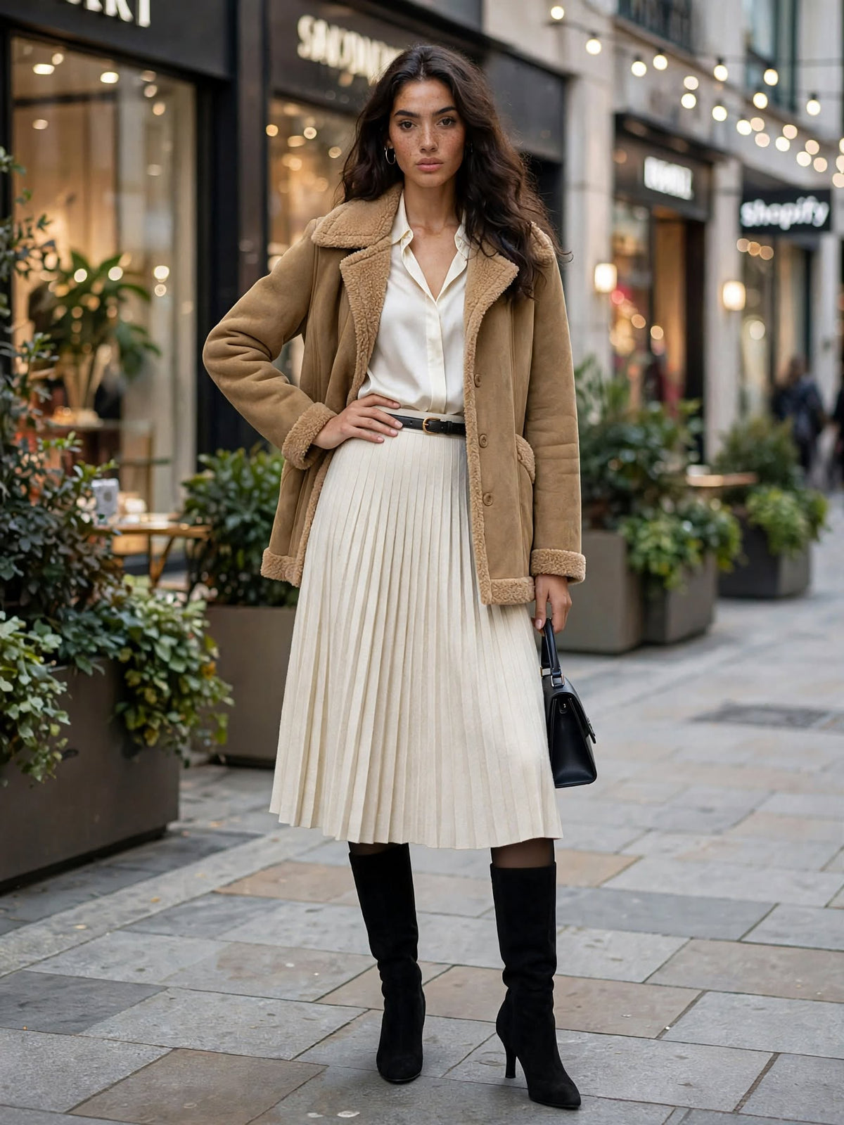 Edgars Tan Kelso Faux Suede Shearling Jacket - Size Small