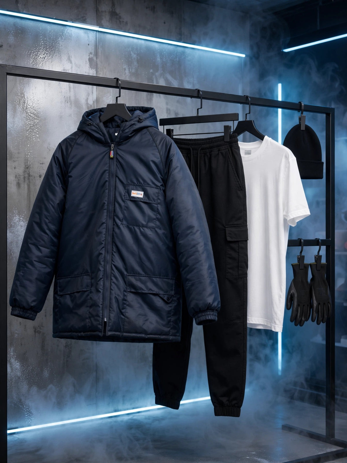 Beck Zero Navy Hooded Freezer Jacket - Size XL