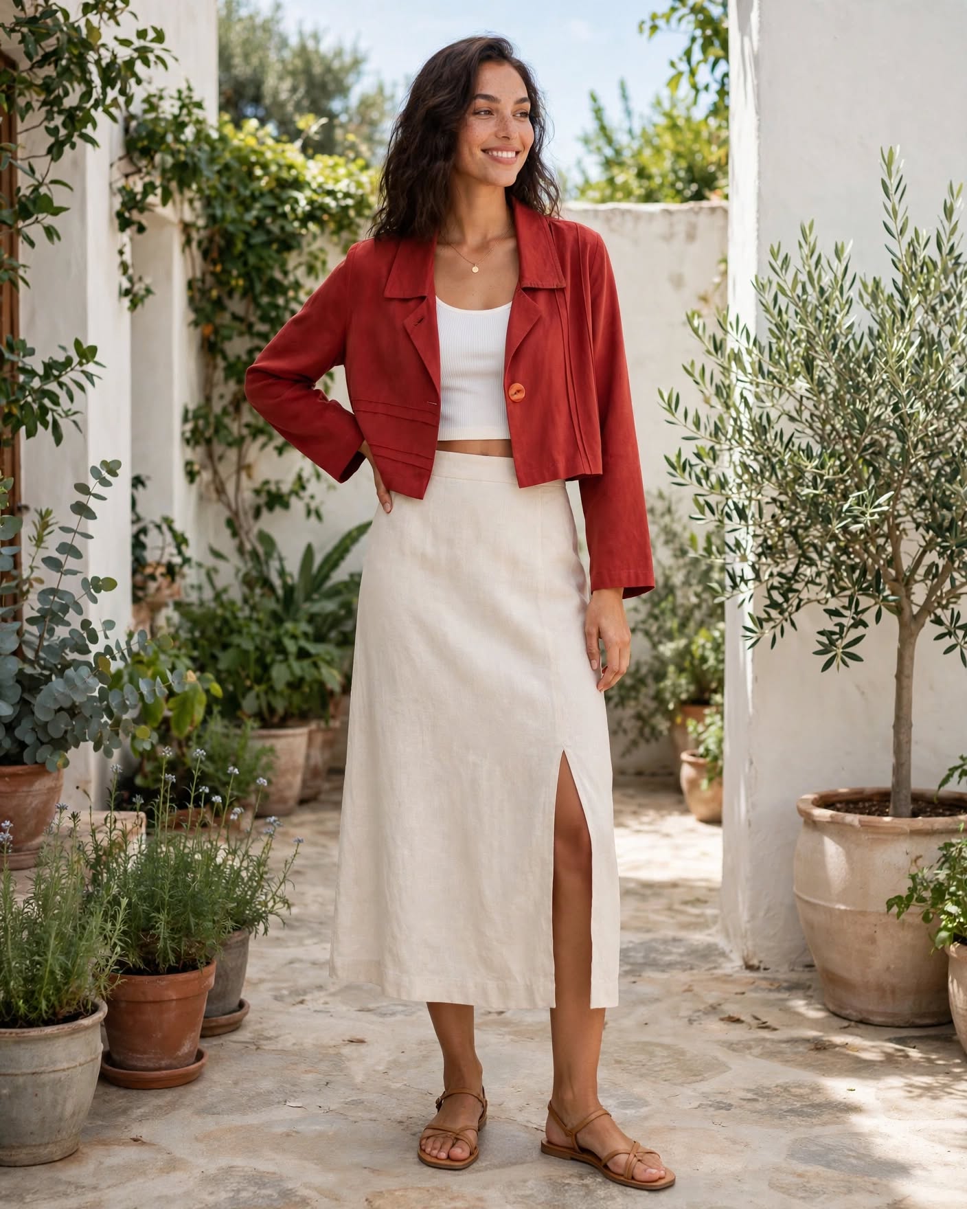 Marc Abbas Femme Rust Red Cropped Blazer Jacket - Size Large