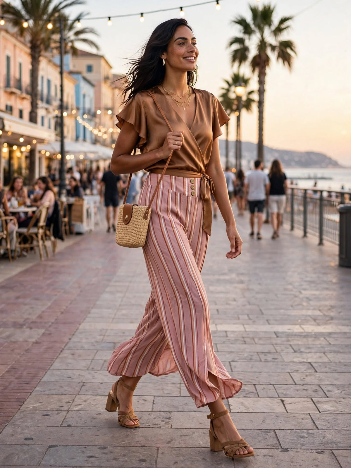 REAL Women Dusty Pink Striped Palazzo Pants - Size XL