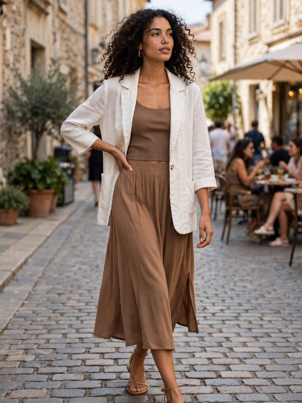 Cream Boxy Resort Blazer - Size Medium