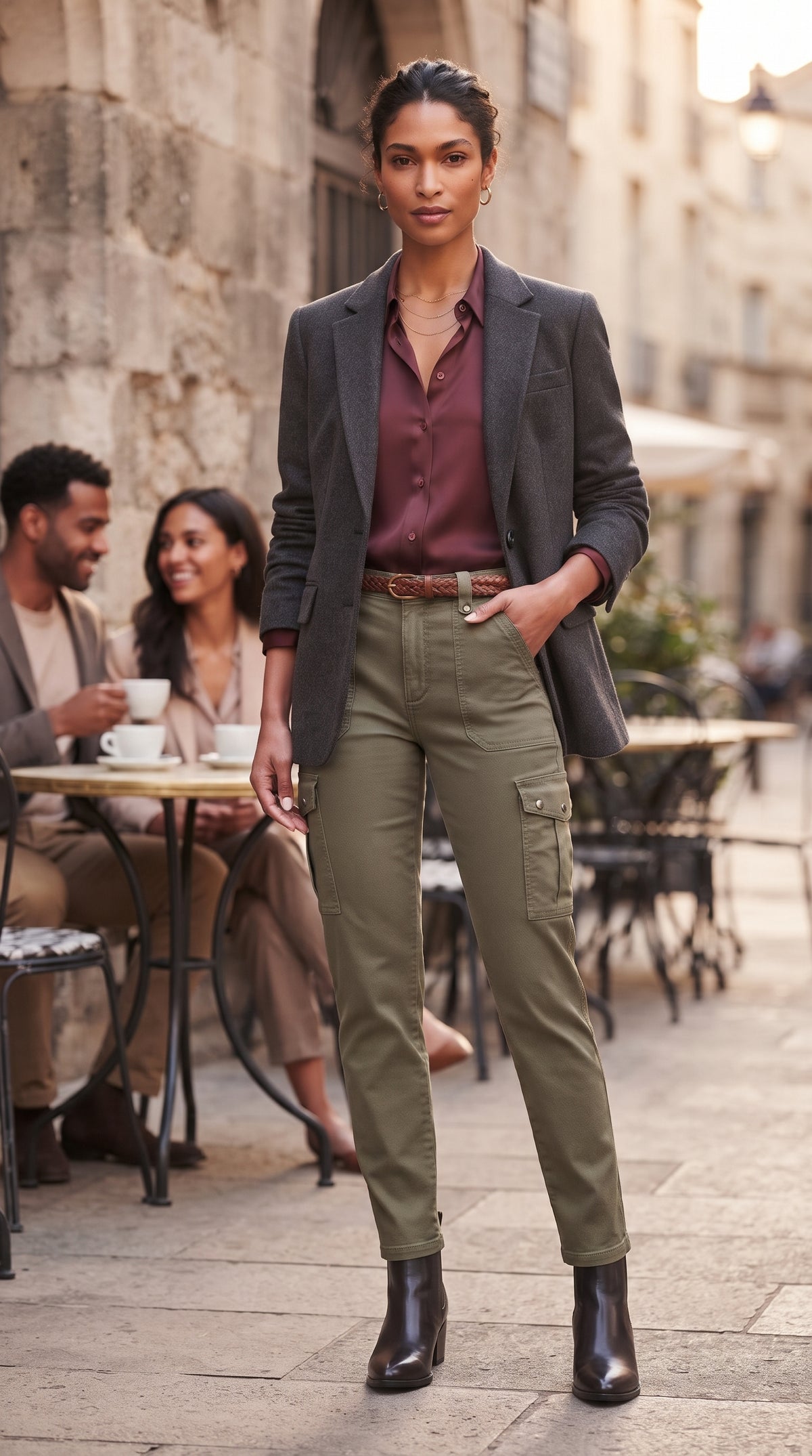 Free 2BU Olive Green Cotton Cargo Pants – Size 16