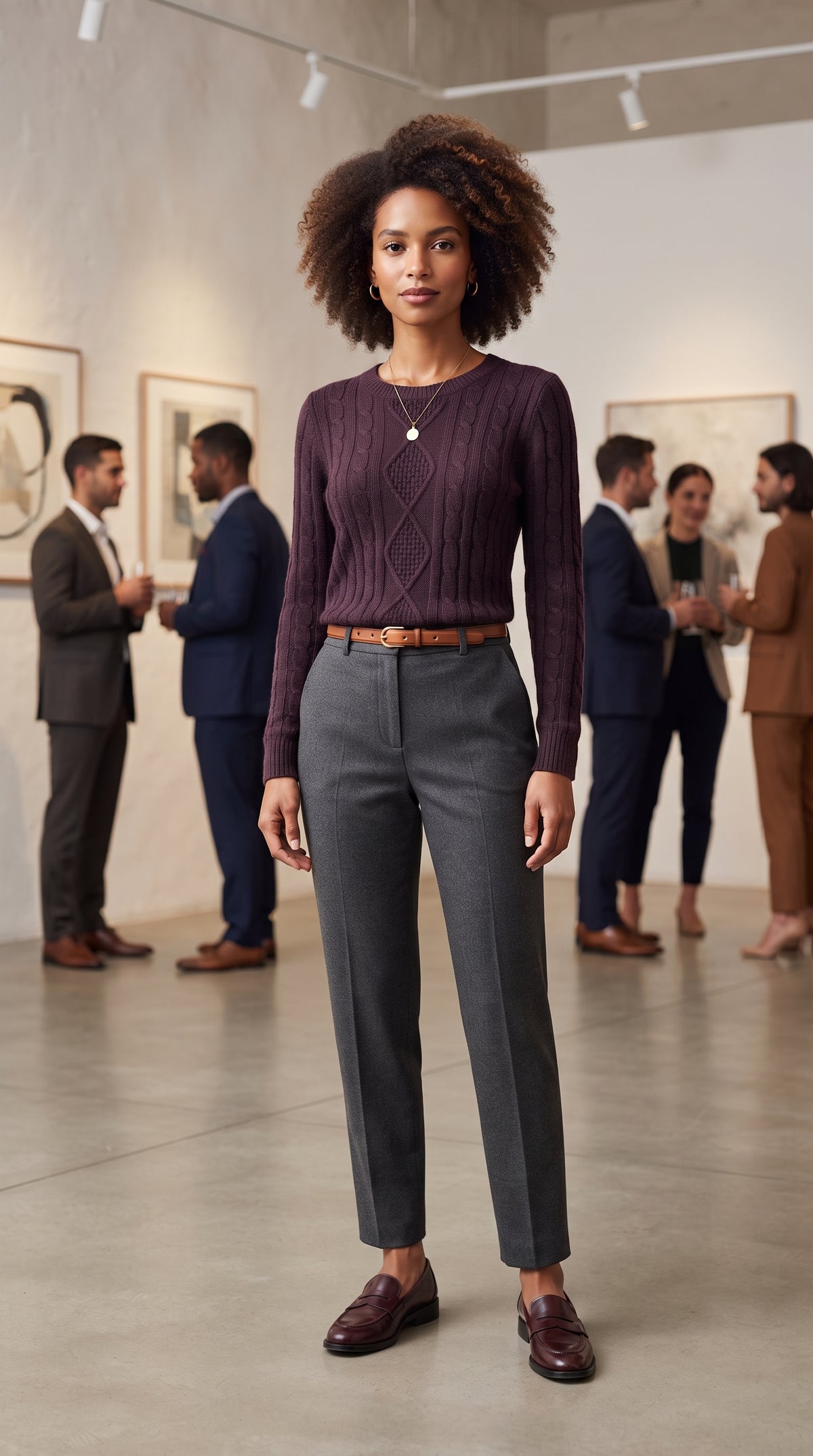 Edgars Real Clothing Women's Plum Cable-Knit Crewneck Jersey – Size XS