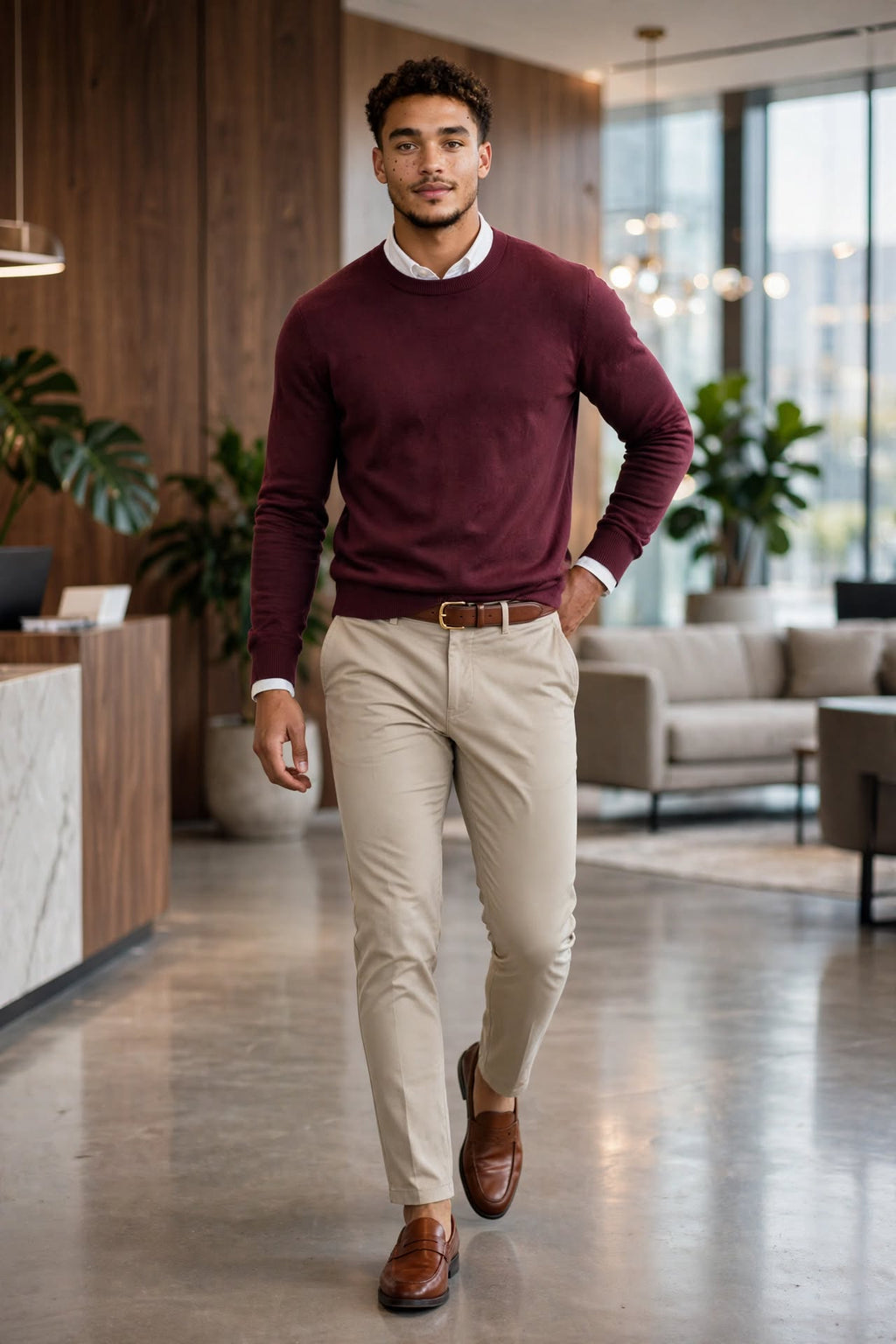 Oakridge Burgundy Crew Neck Jersey - Size Medium