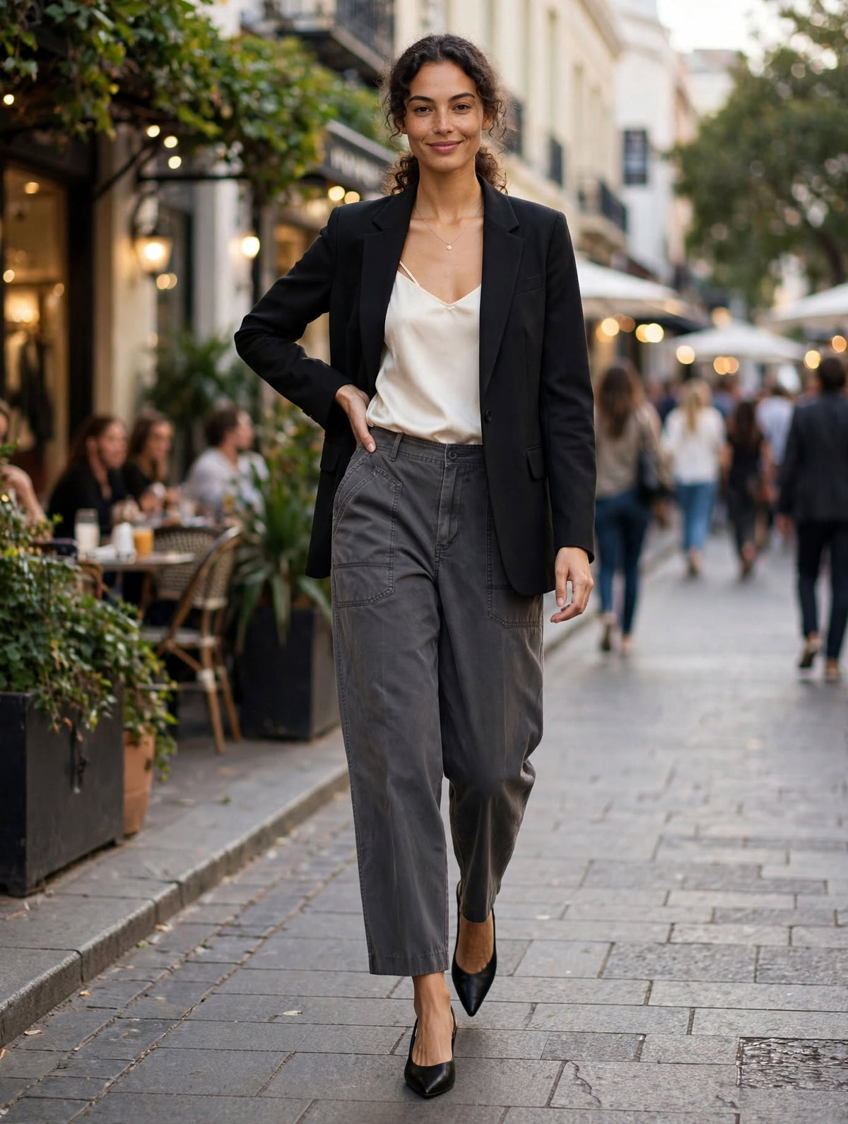 Queenspark Charcoal Grey Utility Cargo Pants - Size 36