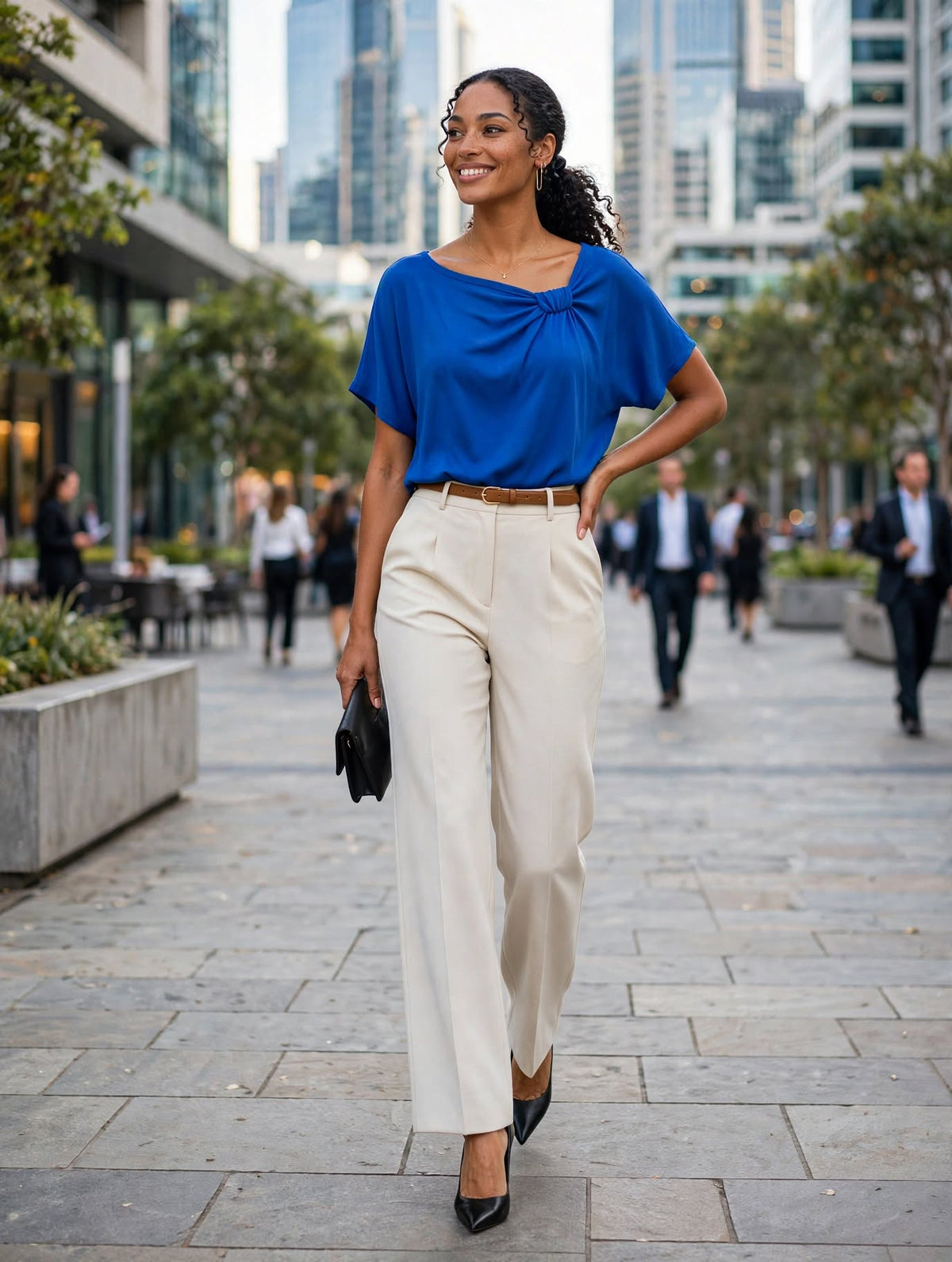 Donna-Claire Cobalt Blue Twist-Knot Blouse - Size 28
