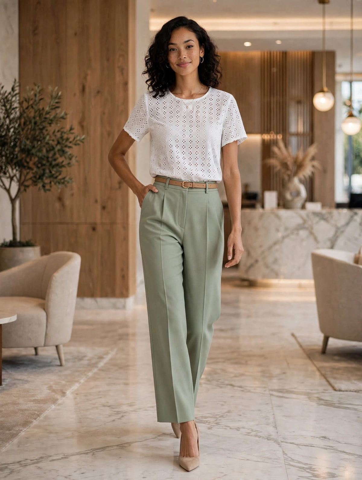 Network White Broderie Anglaise Eyelet Blouse - Size 16