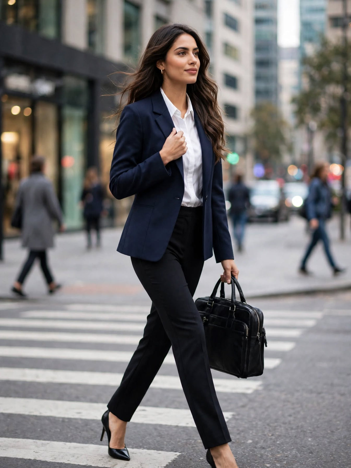 Fashion Express Navy Blue One-Button Tailored Blazer - Size 14