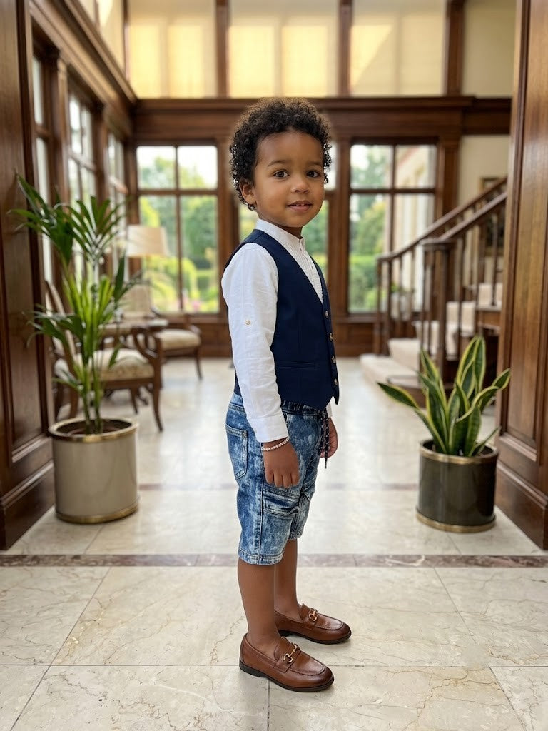 Jet Kidz Boys' Acid Wash Denim Cargo Joggers – Size 2-3 Years