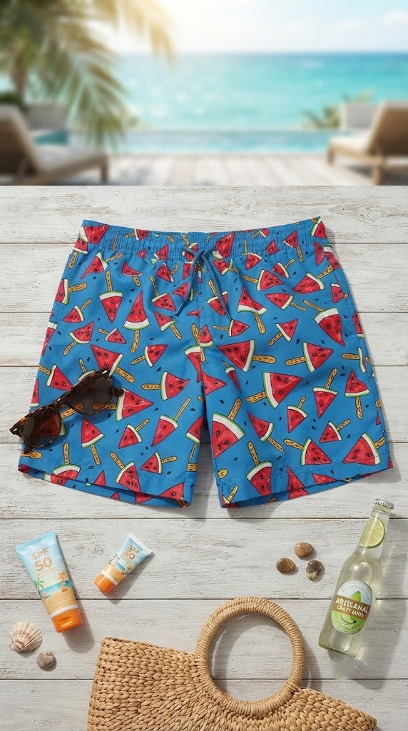 Markham Men’s Watermelon Print Swim Shorts – Size Medium