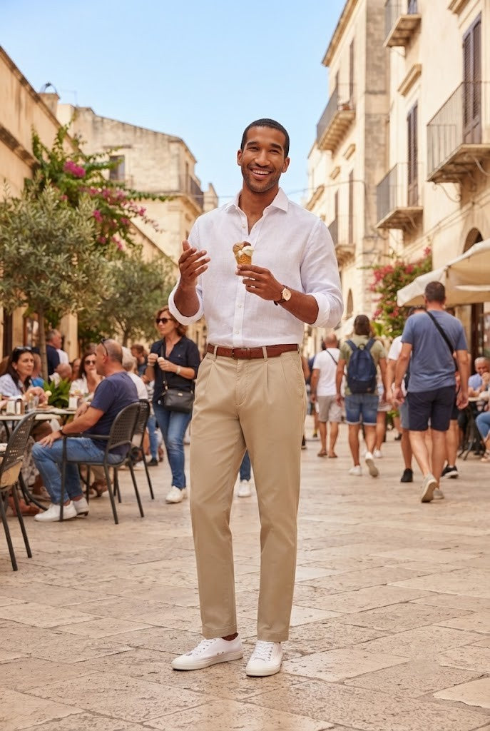 Classic Men's Tailored Chinos - Size 36 | 100% Premium Cotton - Excellent Condition