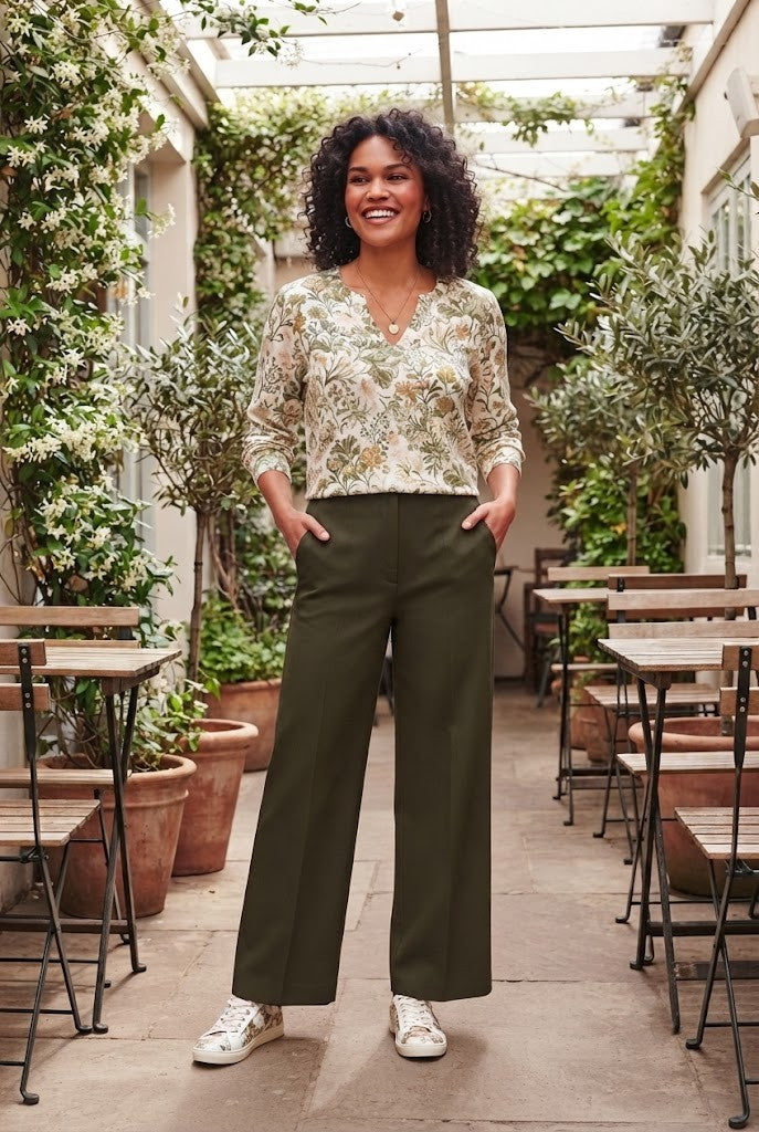 Milady's Dark Olive Green Wide-Leg Pants – Size 2XL (Excellent Condition)