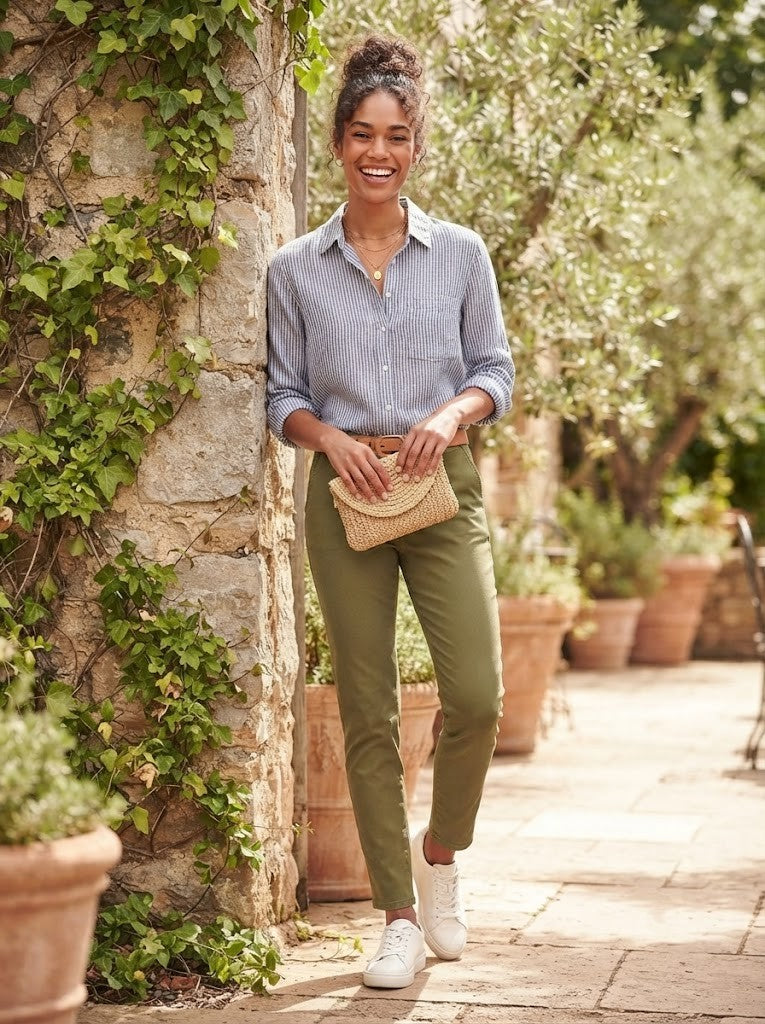 David Jones Classic Collection Olive Chino Pants (Size 32)