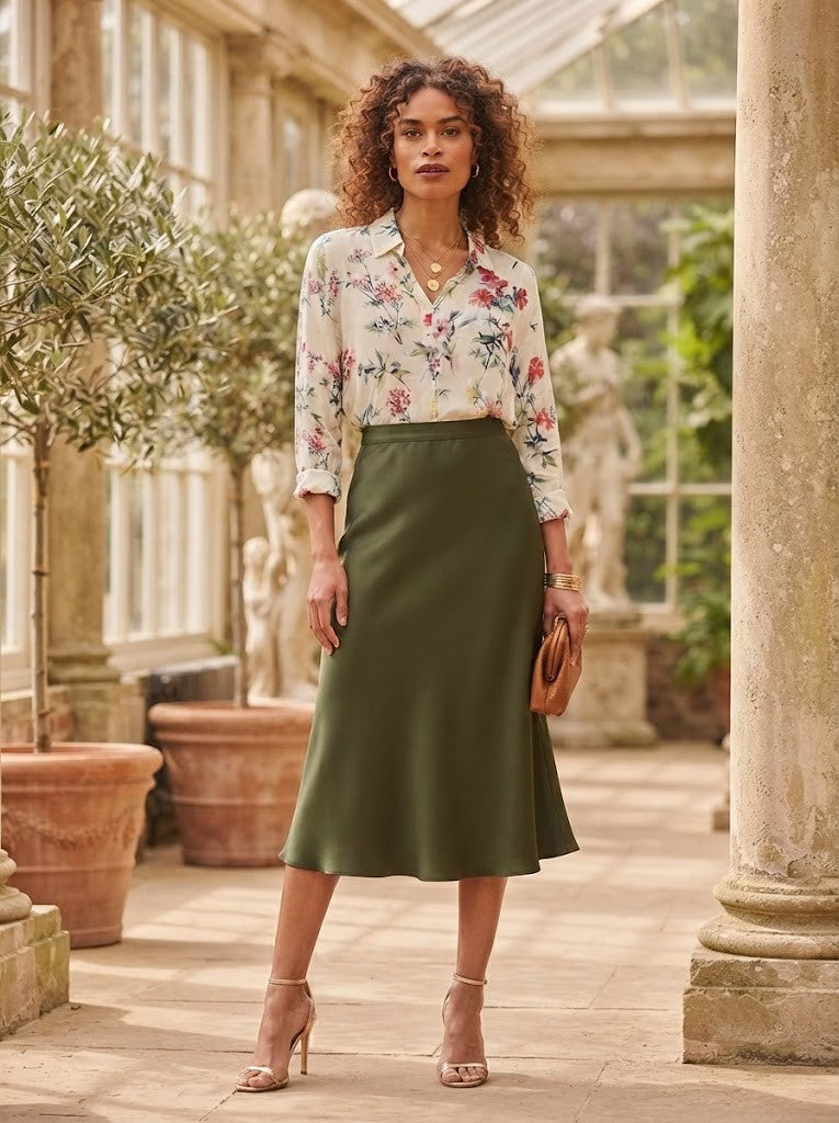 Floral Print V-Neck Relaxed Blouse - Size 44