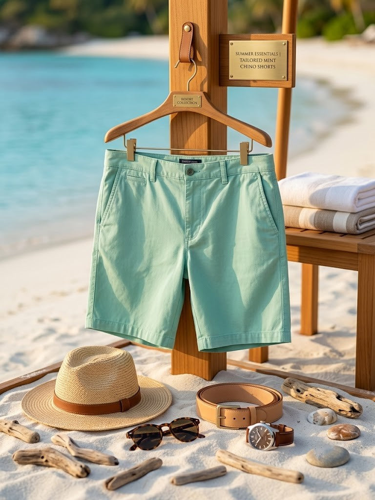 Woolworths Classic Collection Men's Cotton Chino Shorts – Mint Green, Size 42
